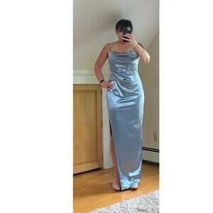 Windsor Blue Grey Satin Corset Dress